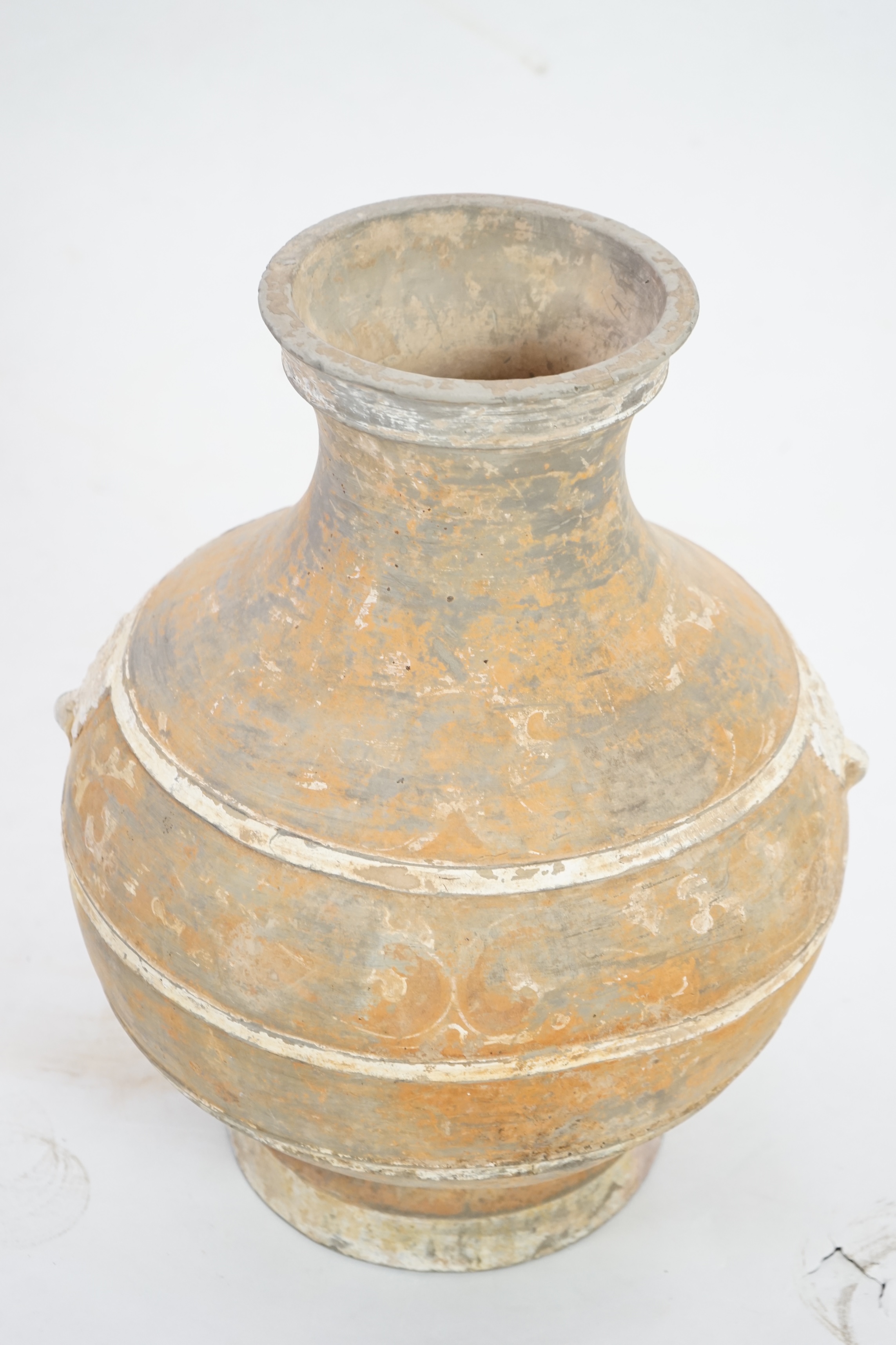 A large Chinese painted pottery Hu jar, Western Han Dynasty (206 BC-AD 8)